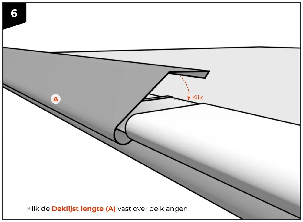 Hier klikt de lijst vast, zonder solderen. Daar dankt het systeem zijn naam aan.